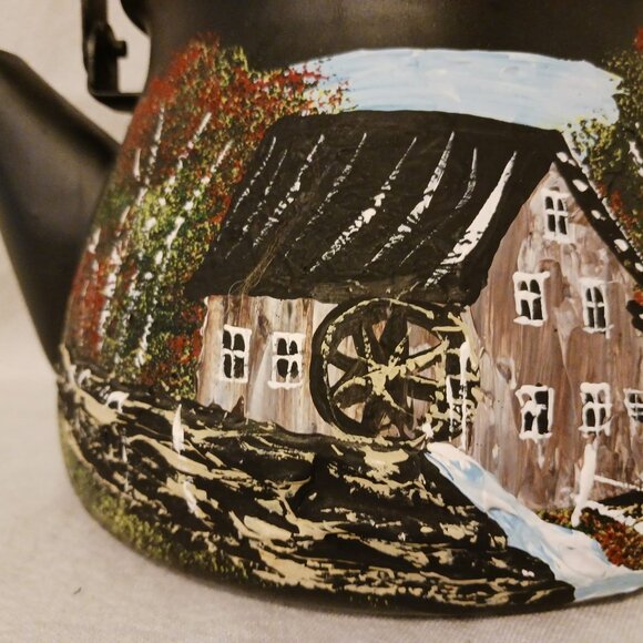Hand painted Metal Kettle with Barn Scene - Picture 9 of 9